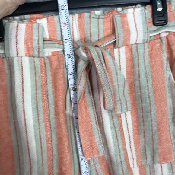 Banjara Shorts Medium Coral Cream Linen Pockets Pull On Resort Cruise Beach - Picture 9 of 10